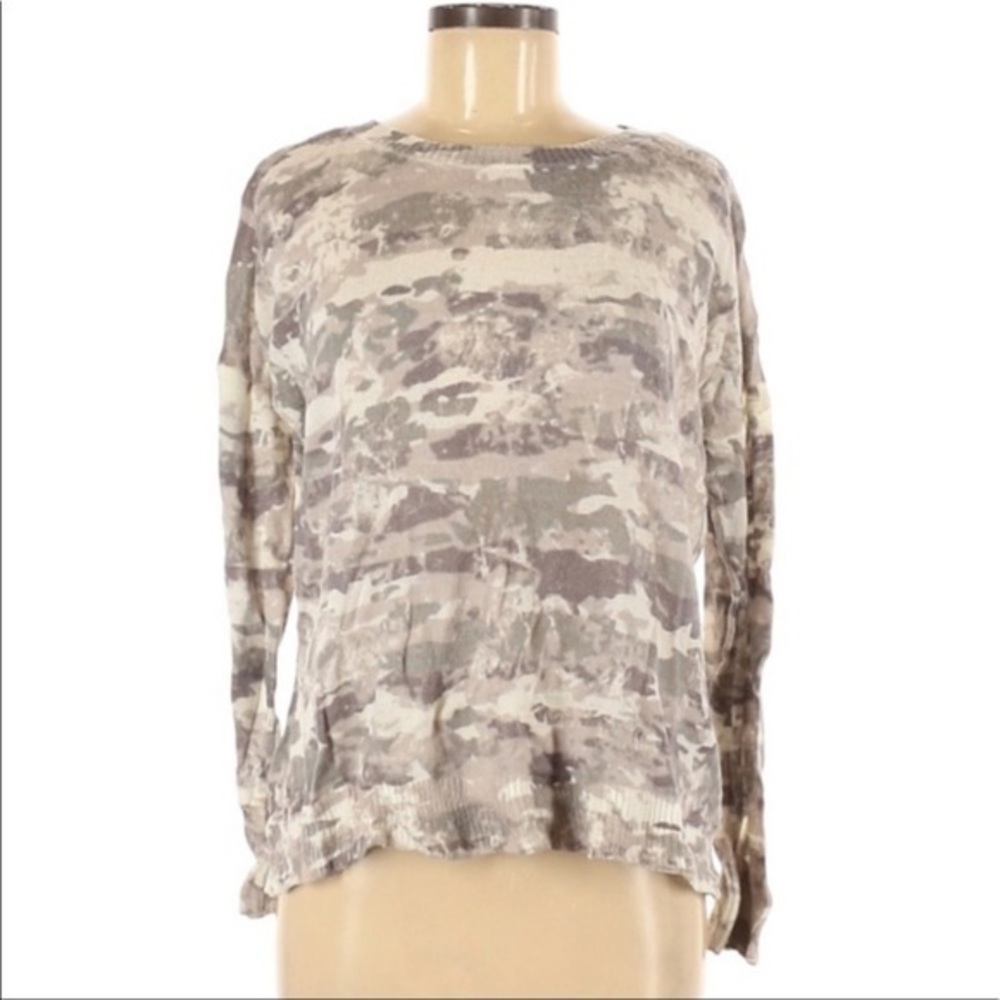 Rock & Republic M grey camo pattern crew neck long sleeve stretchā sweater